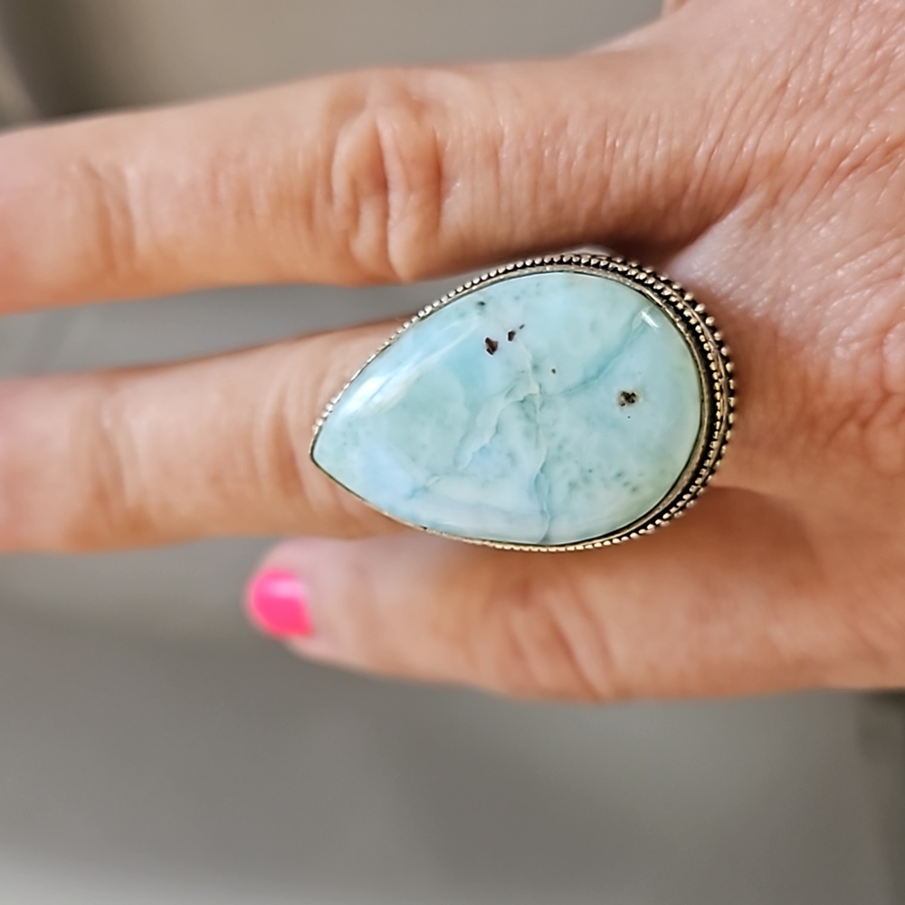 Carribian Larimar 925 Ring - Picture 1 of 4